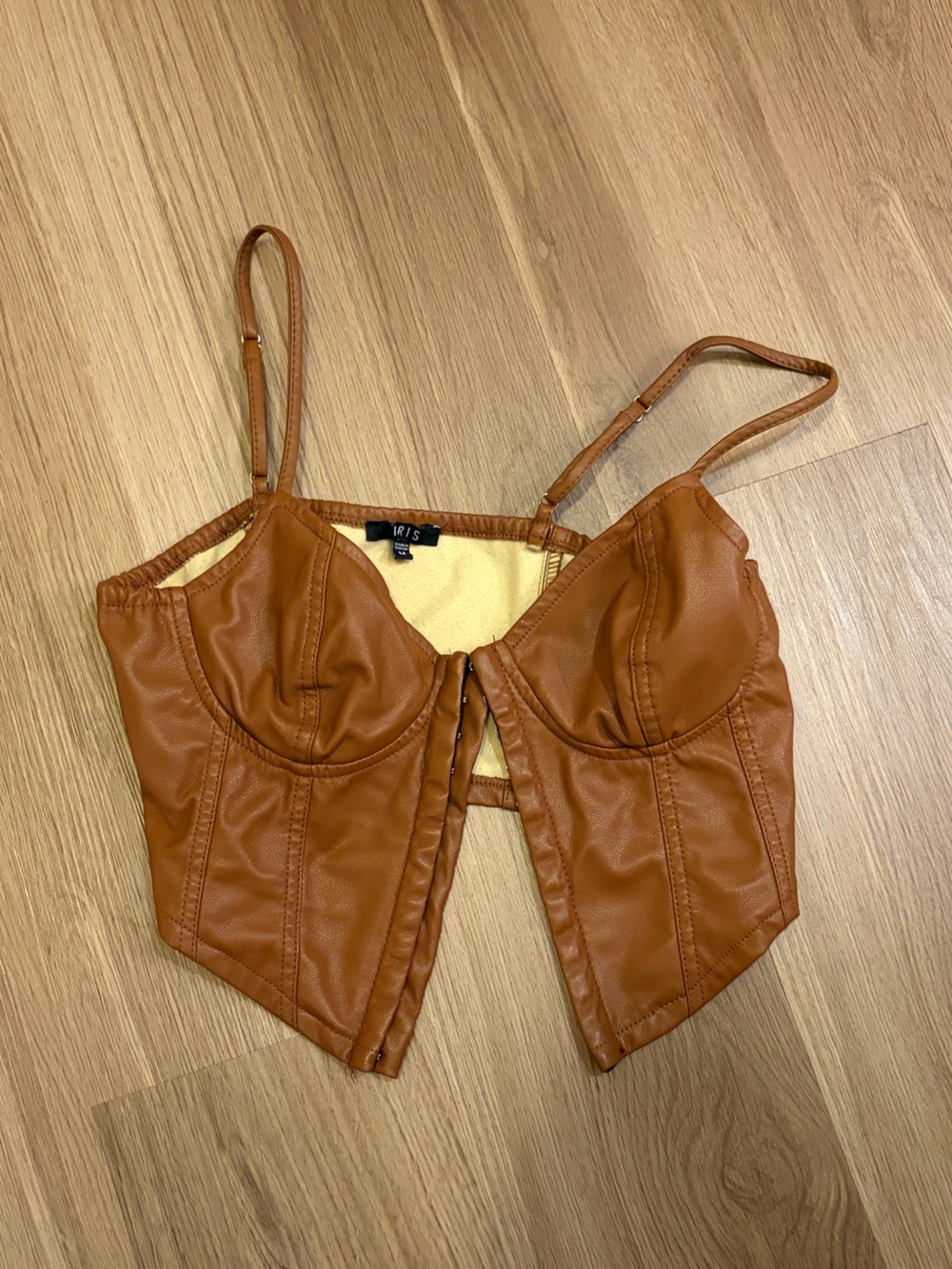 iris Kids Faux-Leather One-Piece in Cognac Brown